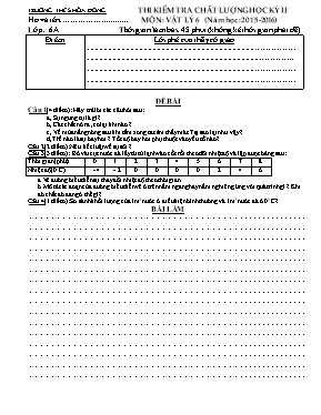 Thi kiểm tra chất lượng học kỳ môn Vật lý 6 (năm học 2015 - 2016)